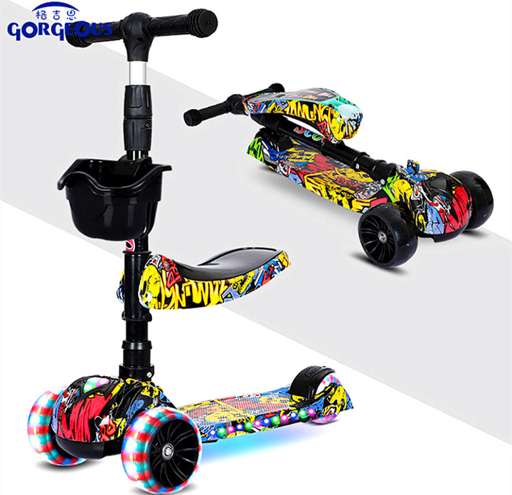 China Factory Cheap Foldable Children's Scooter Bike With Seat For Kids